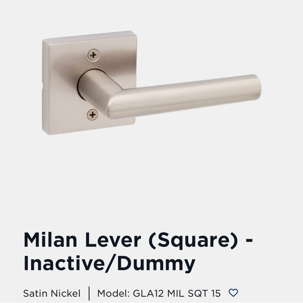Set of two Weiser Milan dummy door handles - Satin nickel finish